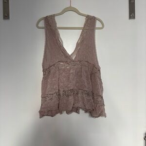 Free People Pink Lace Tank Top